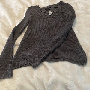 American Eagle Dark Gray Sweater with Oversized Sleeves size Small